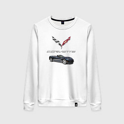 Свитшот хлопковый женский Chevrolet Corvette, цвет: белый