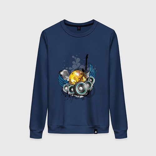 Женский свитшот Музыкальные инструменты - комбинация / Тёмно-синий – фото 1