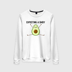 Свитшот хлопковый женский Expecting a baby, цвет: белый
