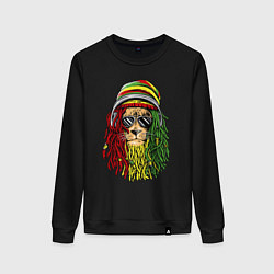 Свитшот хлопковый женский Rasta lioN, цвет: черный