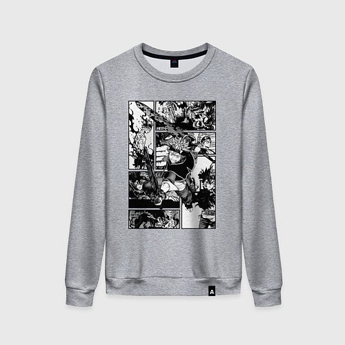 Женский свитшот АСТА Черный Клевер Панели Манги / Меланж – фото 1