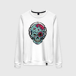 Свитшот хлопковый женский Cool skull! Grin!, цвет: белый