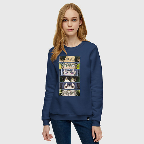 Женский свитшот Чнерный Клевер Black Clover, персонажи / Тёмно-синий – фото 3