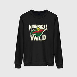 Свитшот хлопковый женский Миннесота Уайлд, Minnesota Wild, цвет: черный