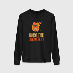 Свитшот хлопковый женский Burn the Patriarchy, цвет: черный