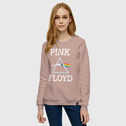 Свитшот хлопковый женский PINK FLOYD - ПИНК ФЛОЙД ЛОГОТИП, цвет: пыльно-розовый — фото 2