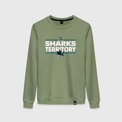 Свитшот хлопковый женский SHARKS TERRITORY САН-ХОСЕ ШАРКС, цвет: авокадо