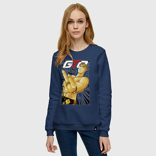 Женский свитшот Onizuka fuck pow / Тёмно-синий – фото 3