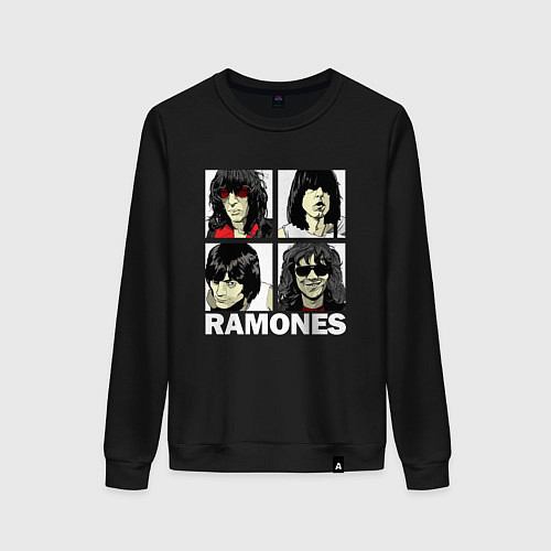 Женский свитшот Ramones, Рамонес Портреты / Черный – фото 1