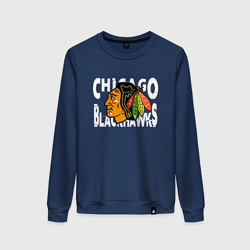 Женский свитшот Чикаго Блэкхокс, Chicago Blackhawks / Тёмно-синий – фото 1
