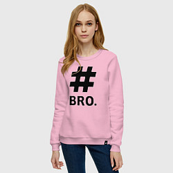 Свитшот хлопковый женский BRO - брат, цвет: светло-розовый — фото 2