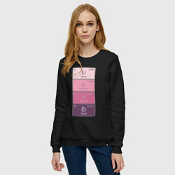 Свитшот хлопковый женский Любовь это химия, цвет: черный — фото 2