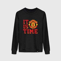 Свитшот хлопковый женский It is Manchester United Time Манчестер Юнайтед, цвет: черный