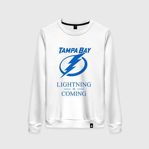 Женский свитшот Tampa Bay Lightning is coming, Тампа Бэй Лайтнинг / Белый – фото 1