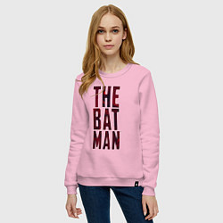 Свитшот хлопковый женский The Batman Text logo, цвет: светло-розовый — фото 2
