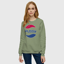 Свитшот хлопковый женский Pepsi Pussy, цвет: авокадо — фото 2