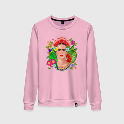 Свитшот хлопковый женский Фрида Кало Мексика Художник Феминист, цвет: светло-розовый