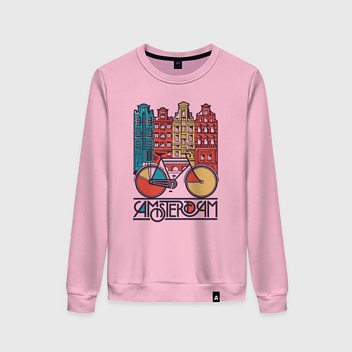 Женский свитшот Амстердам велосипед / Светло-розовый – фото 1
