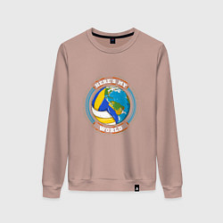 Свитшот хлопковый женский World - Volleyball, цвет: пыльно-розовый