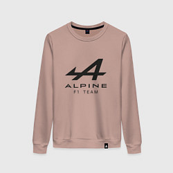 Свитшот хлопковый женский Alpine F1 team Black Logo, цвет: пыльно-розовый