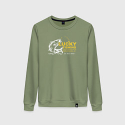 Женский свитшот Счастливая рыбацкая футболка не стирать