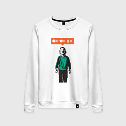 Свитшот хлопковый женский Граффити соцсети лайки, цвет: белый