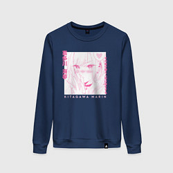 Свитшот хлопковый женский Кросплеер Китагава, цвет: тёмно-синий