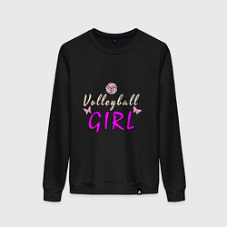 Свитшот хлопковый женский Volleyball - Girl, цвет: черный
