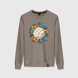 Свитшот хлопковый женский Volleyball - Flowers, цвет: утренний латте