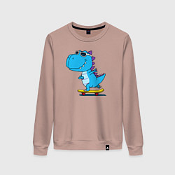 Женский свитшот Динозавр скейтбордист