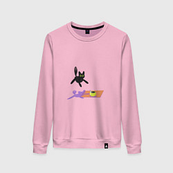 Свитшот хлопковый женский Летающий кот Кот и мышь, цвет: светло-розовый