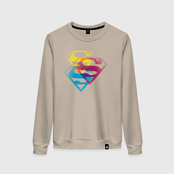 Свитшот хлопковый женский Лого Супермена, цвет: миндальный