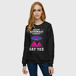 Свитшот хлопковый женский Ancient Astronaut Theorist Say Yes, цвет: черный — фото 2
