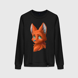 Свитшот хлопковый женский Милая лисичка Cute fox, цвет: черный