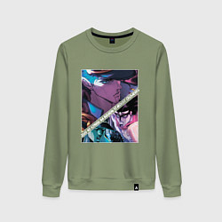 Свитшот хлопковый женский Джотаро Куджо из ДжоДжо, цвет: авокадо