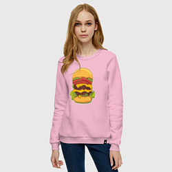 Свитшот хлопковый женский Самый вкусный гамбургер, цвет: светло-розовый — фото 2