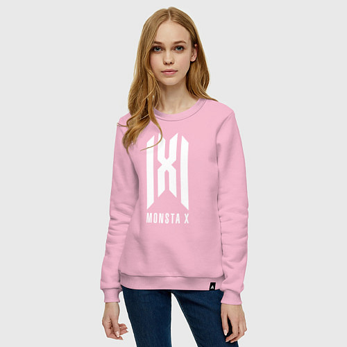 Женский свитшот Monsta x logo / Светло-розовый – фото 3