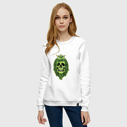Свитшот хлопковый женский Green Skull, цвет: белый — фото 2