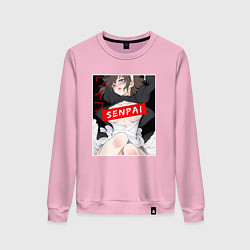 Женский свитшот Девушка и надпись Senpai Ahegao