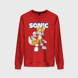 Свитшот хлопковый женский Майлз Тейлз Прауэр Sonic Видеоигра, цвет: красный