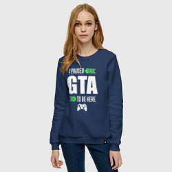 Свитшот хлопковый женский GTA I Paused, цвет: тёмно-синий — фото 2