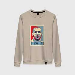 Свитшот хлопковый женский Obey - Benzema, цвет: миндальный