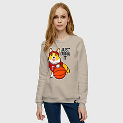 Свитшот хлопковый женский JUST DUNK IT корги, цвет: миндальный — фото 2