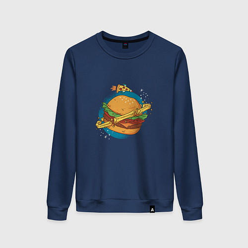 Женский свитшот Бургер Планета Planet Burger / Тёмно-синий – фото 1