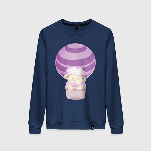 Женский свитшот Милая Овечка На Воздушном Шаре / Тёмно-синий – фото 1