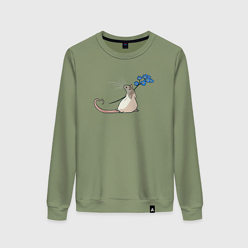 Женский свитшот Мышка с цветами / Авокадо – фото 1