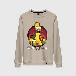 Свитшот хлопковый женский Homer god of bar, цвет: миндальный