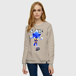 Свитшот хлопковый женский Sonic the Hedgehog 2, цвет: миндальный — фото 2