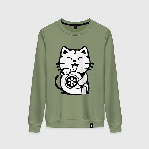 Женский свитшот JDM Cat & Engine Japan / Авокадо – фото 1