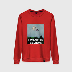 Свитшот хлопковый женский Neco Arc want to believe, цвет: красный